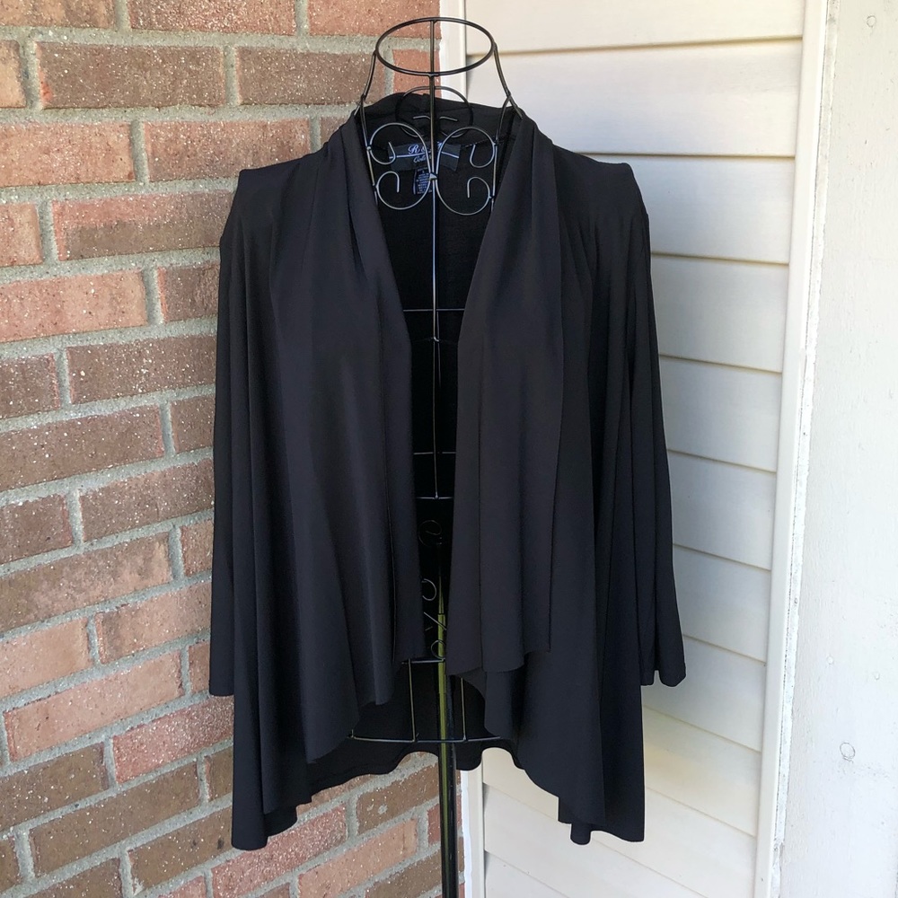 R&M Collection open front drape cardigan in black